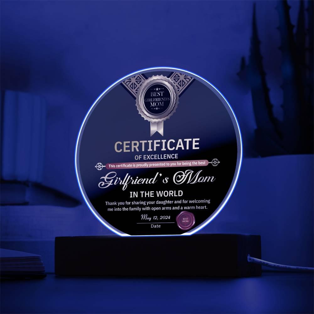 Mother's Day Gift for your Girlfriend's Mom Round Acrylic Plaque - Mallard Moon Gift Shop
