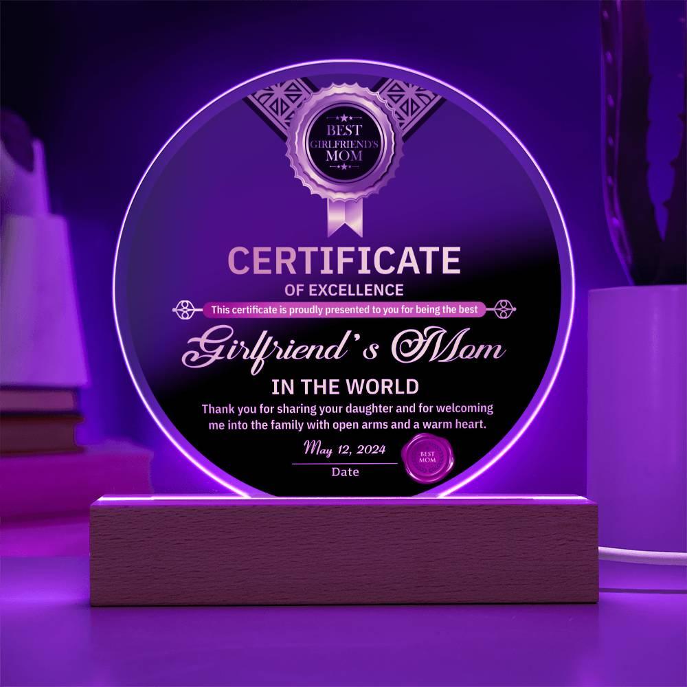 Mother's Day Gift for your Girlfriend's Mom Round Acrylic Plaque - Mallard Moon Gift Shop