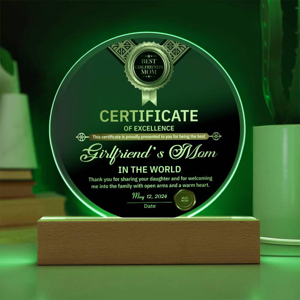 Mother's Day Gift for your Girlfriend's Mom Round Acrylic Plaque - Mallard Moon Gift Shop