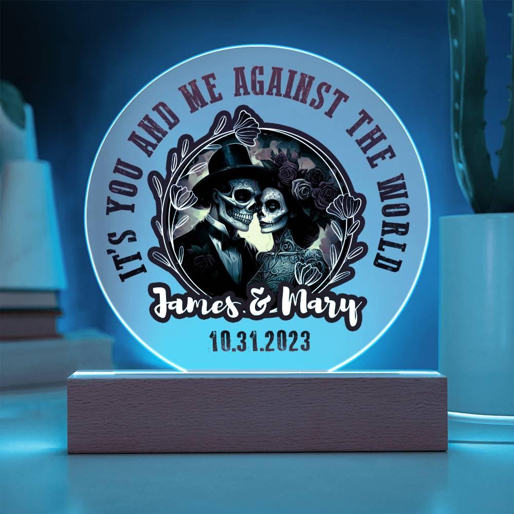 Anniversary - Wedding Gift - Day of the Dead Skeleton Couple Personalized Acrylic Plaque - Mallard Moon Gift Shop