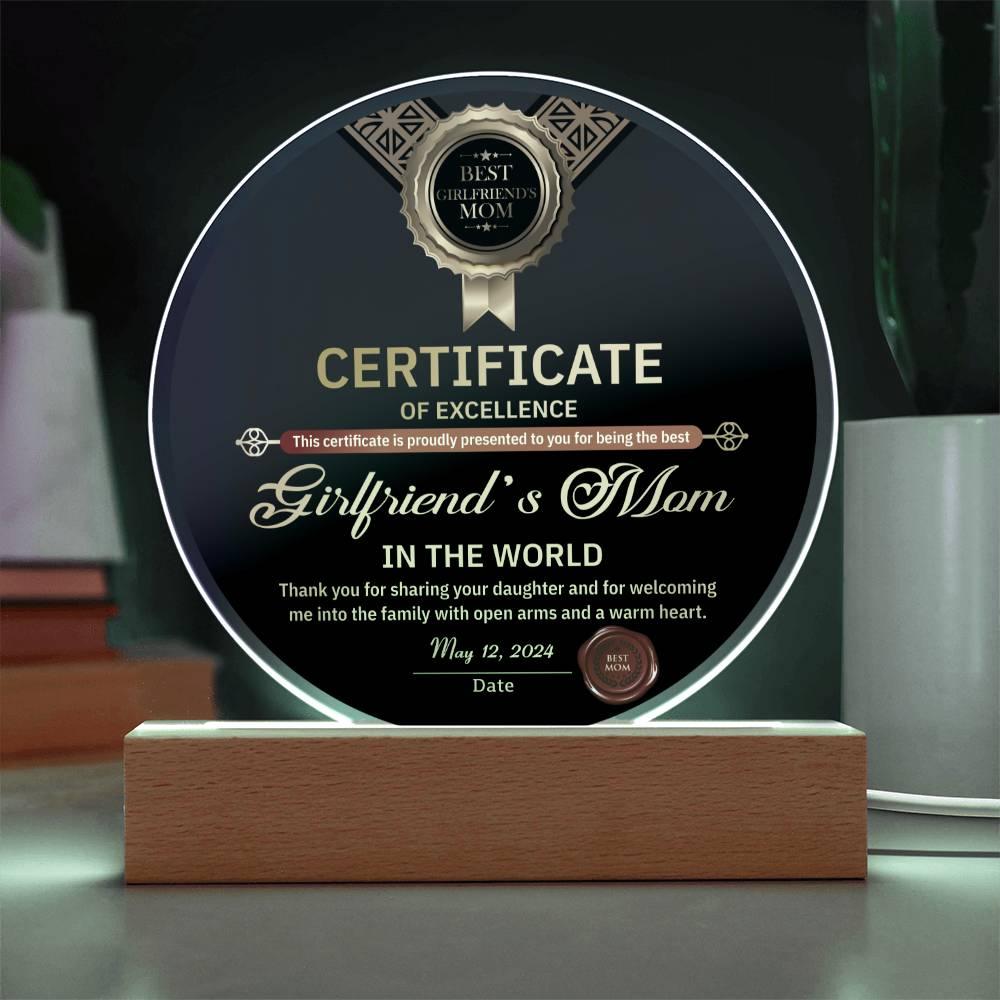 Mother's Day Gift for your Girlfriend's Mom Round Acrylic Plaque - Mallard Moon Gift Shop