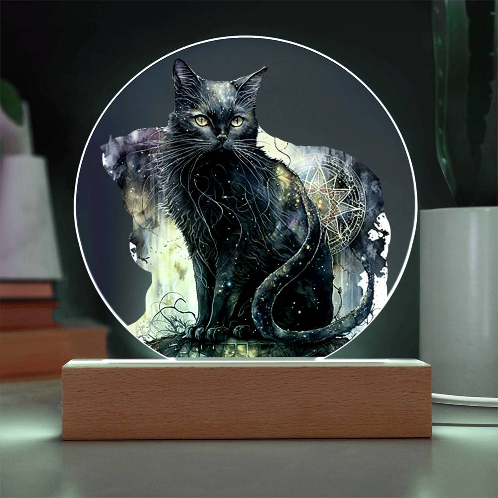 Midnight Purr: Black Cat's Acrylic Display - Mallard Moon Gift Shop