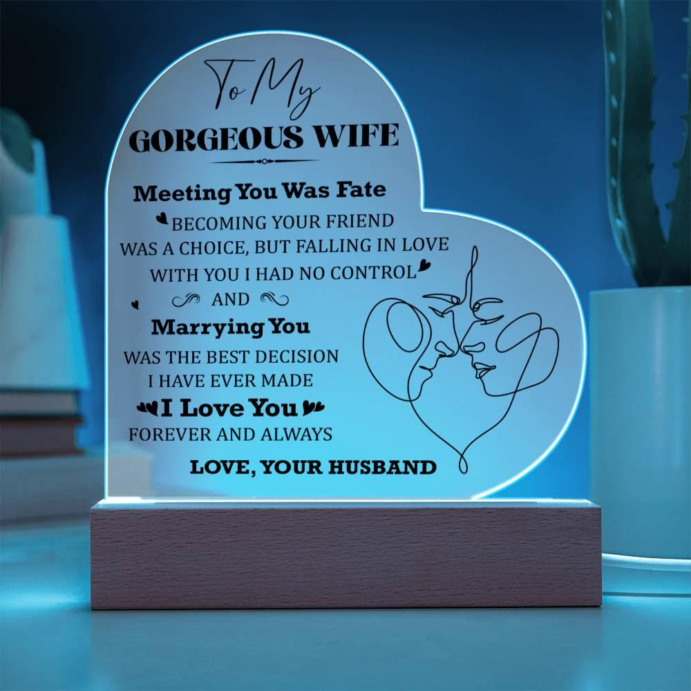 Wife Gift - Meeting You Was Fate - Personalized Heart Shaped Acrylic Plaque - Mallard Moon Gift Shop