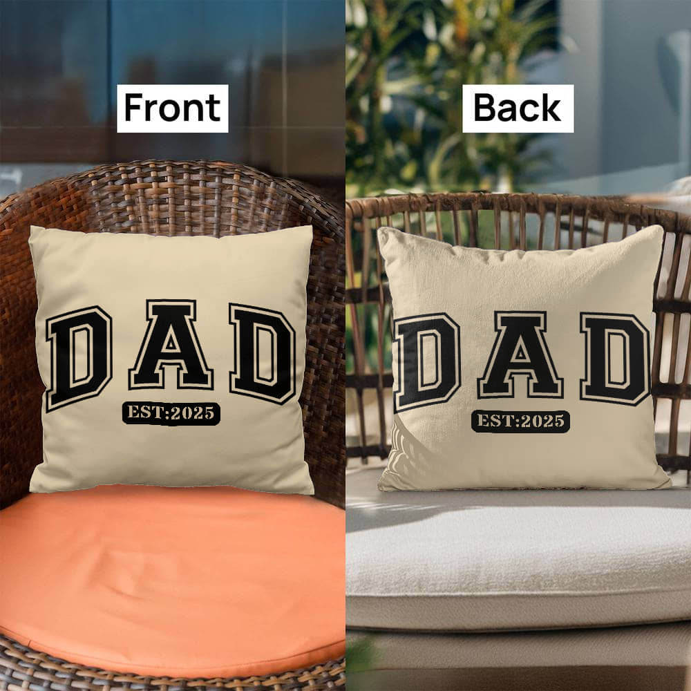 Personalized DAD Throw Pillow – Custom Year Gift for New Dads | Soft Spun Polyester, Double-Sided Print, 5 Sizes Available - Mallard Moon Gift Shop