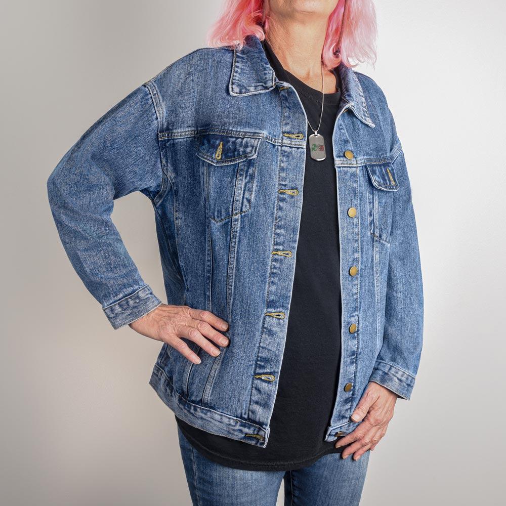 Mom Sunflower Motif Oversized Denim Jacket Mother's Day Birthday Gift for Mother - Mallard Moon Gift Shop