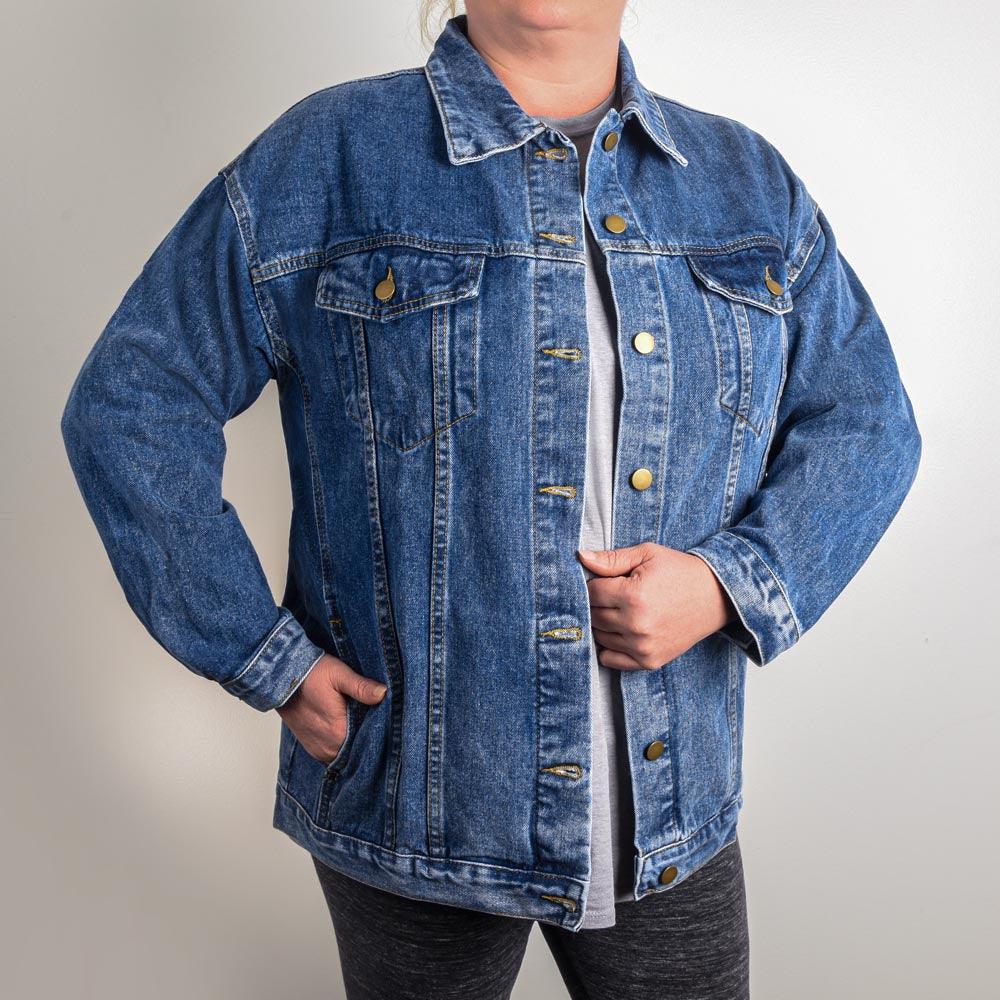 Mom Sunflower Motif Oversized Denim Jacket Mother's Day Birthday Gift for Mother - Mallard Moon Gift Shop