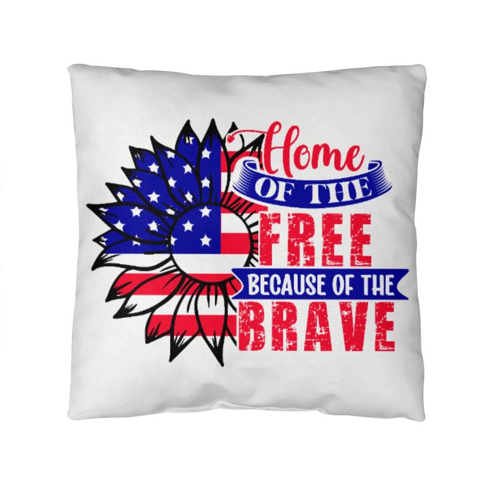 Home of the Free Because of the Brave Patriotic Indoor-Outdoor Pillow - Mallard Moon Gift Shop