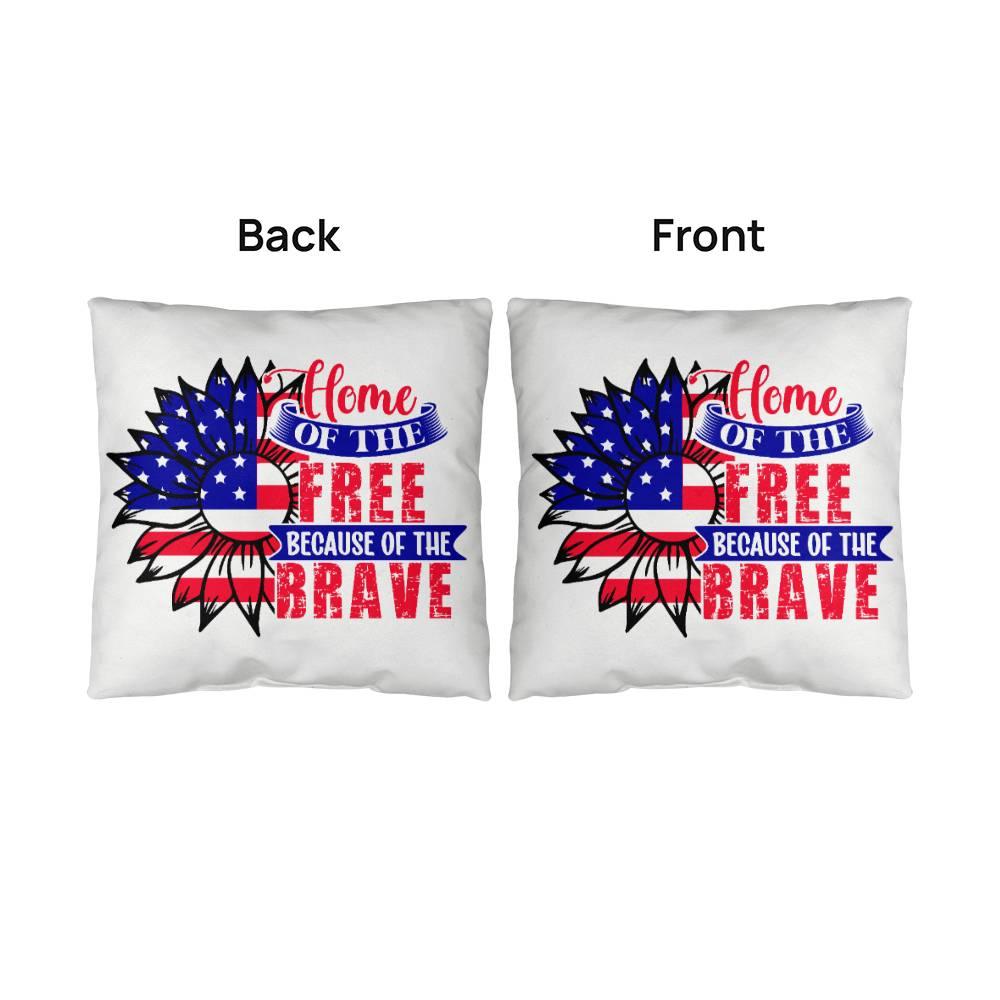 Home of the Free Because of the Brave Patriotic Indoor-Outdoor Pillow - Mallard Moon Gift Shop