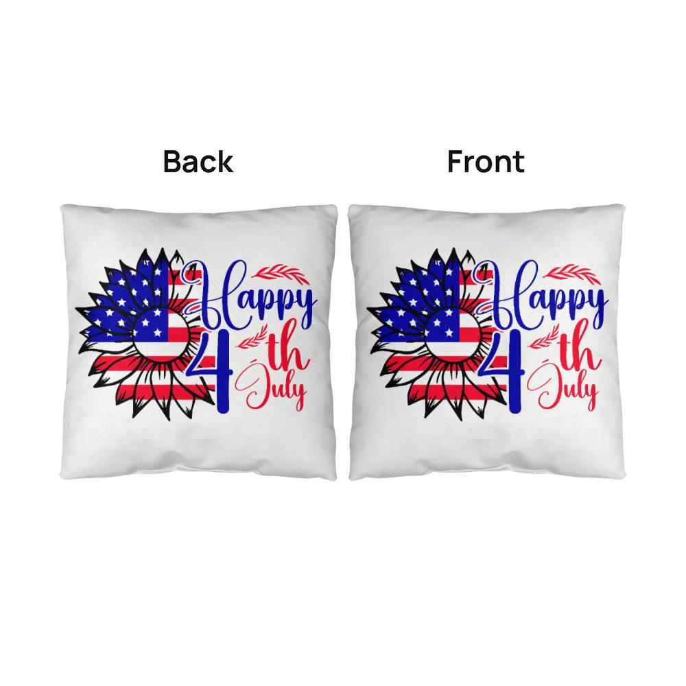 Happy 4th of July Sunflower Patriotic Indoor-Outdoor Pillow - Mallard Moon Gift Shop