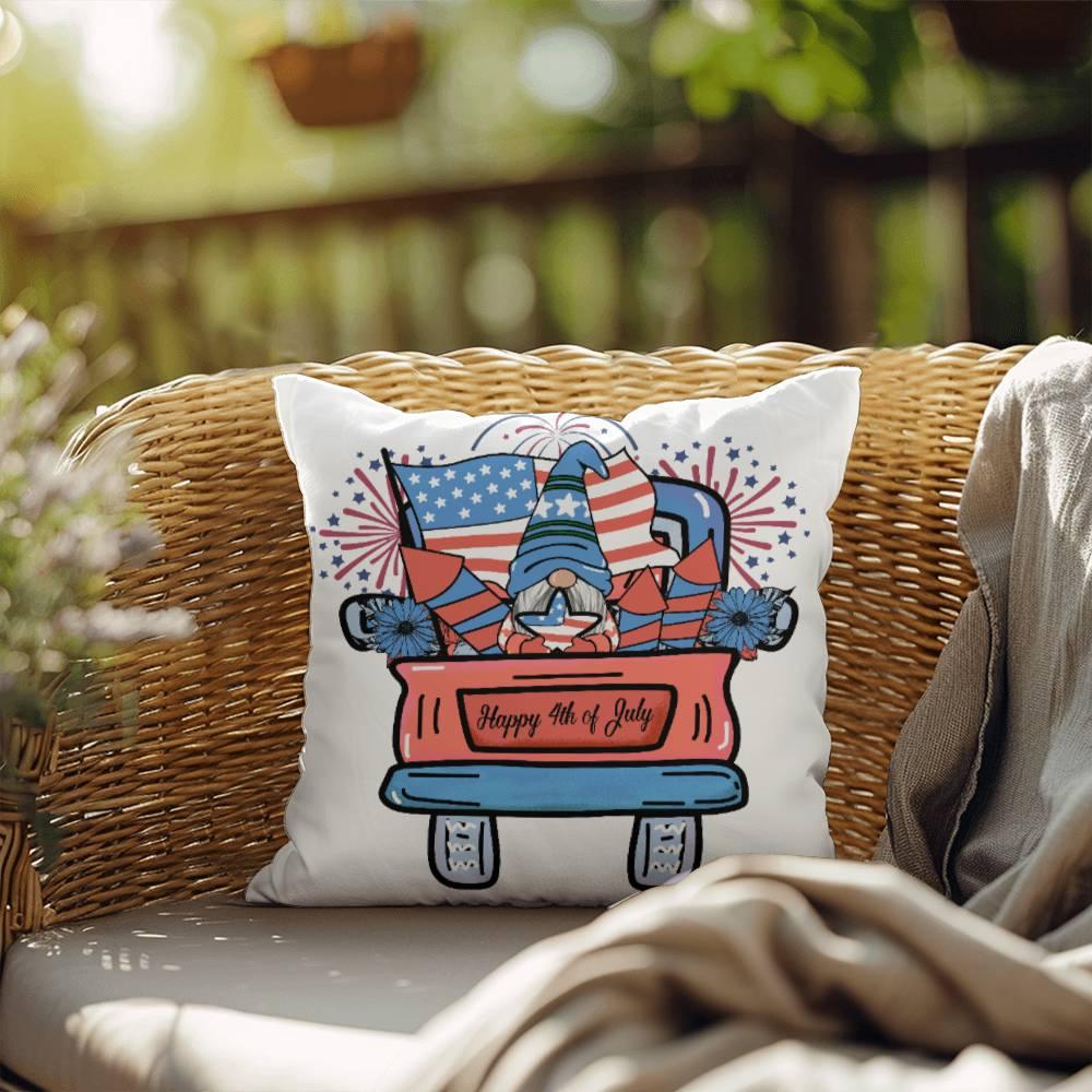 July Gnome Patriotic Comfy Indoor-Outdoor Pillow - Mallard Moon Gift Shop
