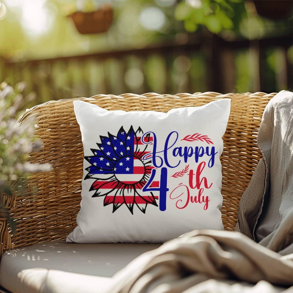Happy 4th of July Sunflower Patriotic Indoor-Outdoor Pillow - Mallard Moon Gift Shop