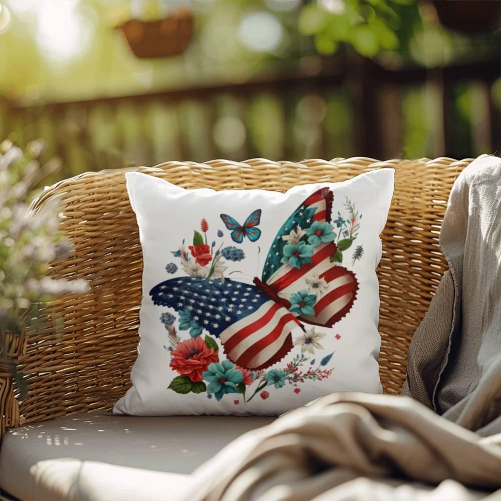 Patriotic Butterfly Comfy Indoor-Outdoor Pillow - Mallard Moon Gift Shop