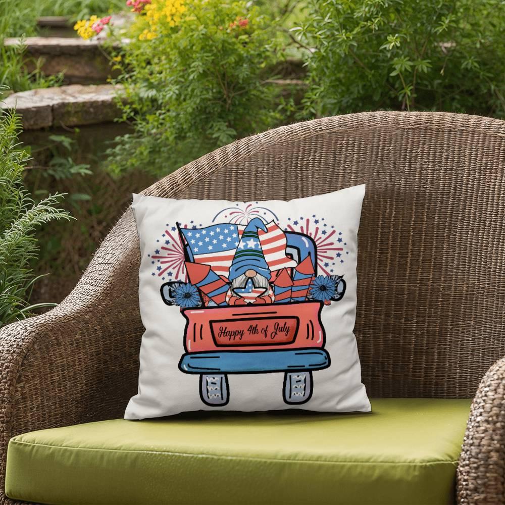 Fourth of July Gnome Parade Patriotic Indoor-Outdoor Pillow - Mallard Moon Gift Shop