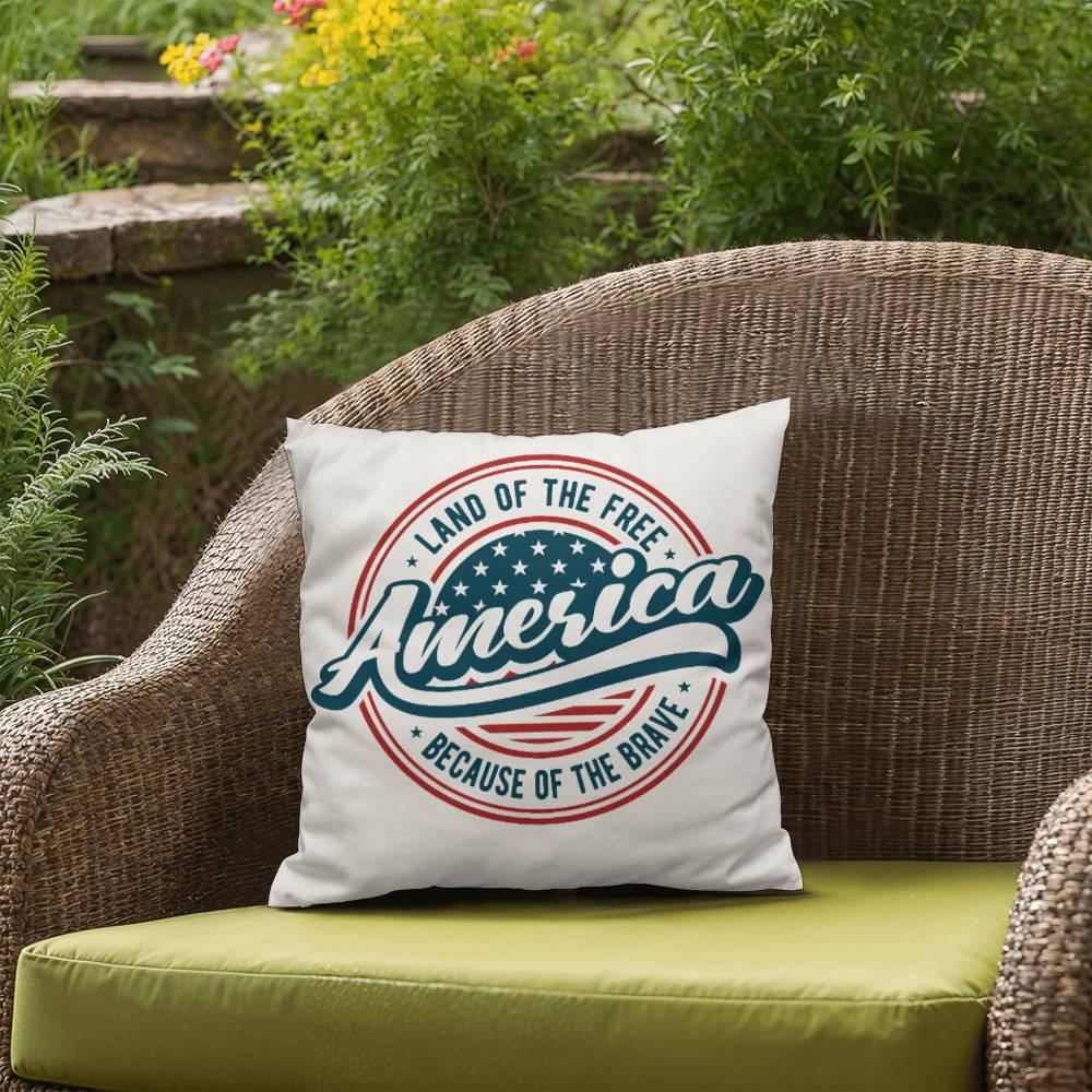 America Land of the Free Patriotic Indoor-Outdoor Pillow - Mallard Moon Gift Shop