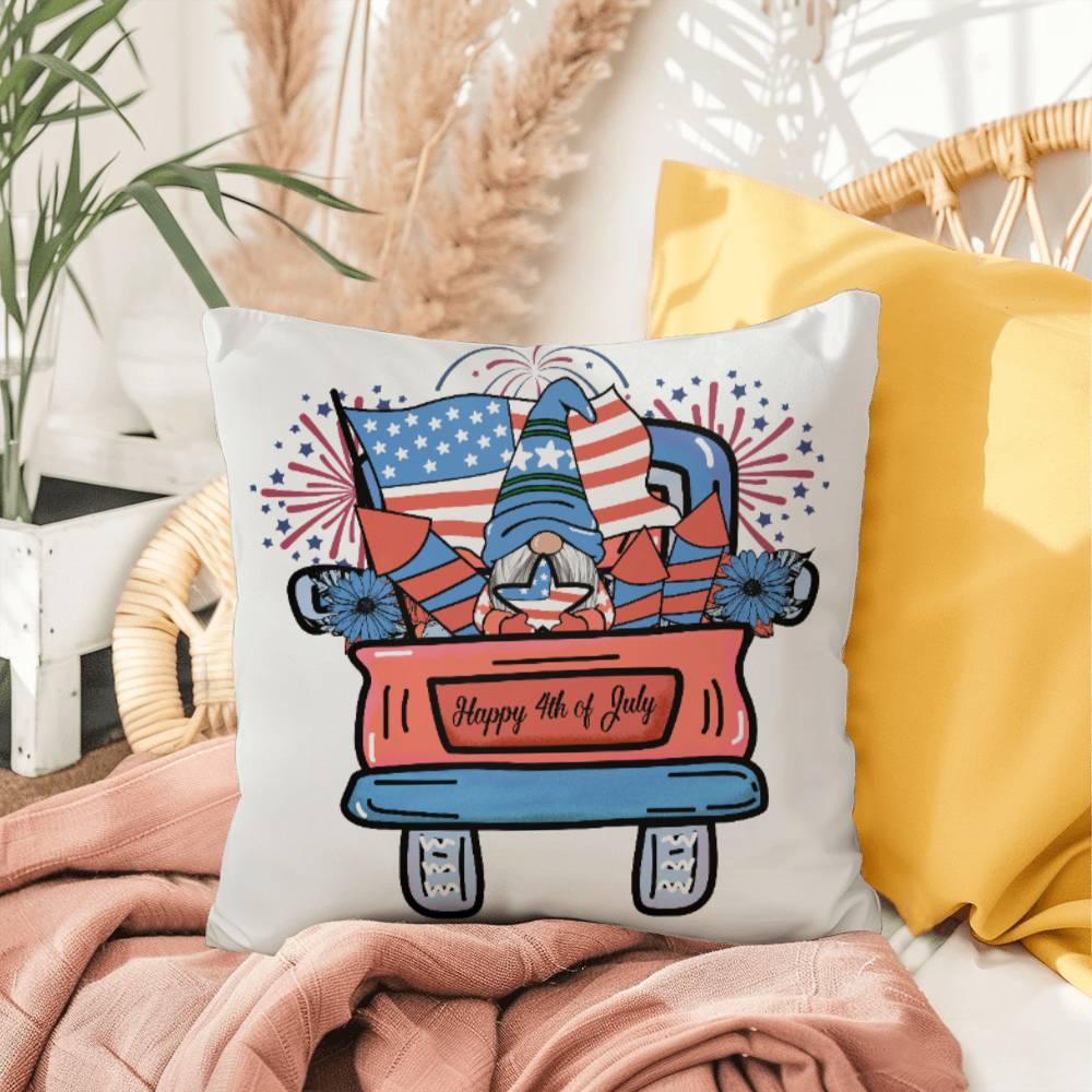 Fourth of July Gnome Parade Patriotic Indoor-Outdoor Pillow - Mallard Moon Gift Shop