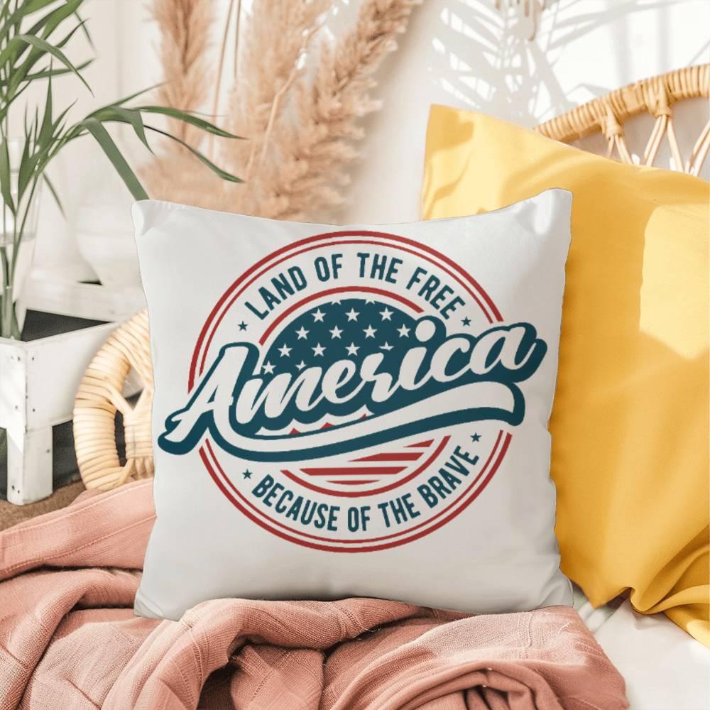 America Land of the Free Patriotic Indoor-Outdoor Pillow - Mallard Moon Gift Shop