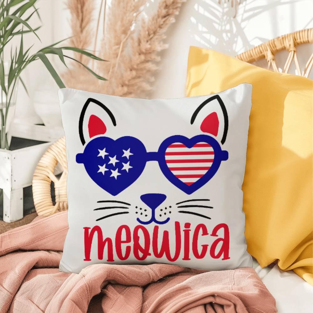 Mewoica Cat Patriotic Indoor-Outdoor Pillow - Mallard Moon Gift Shop