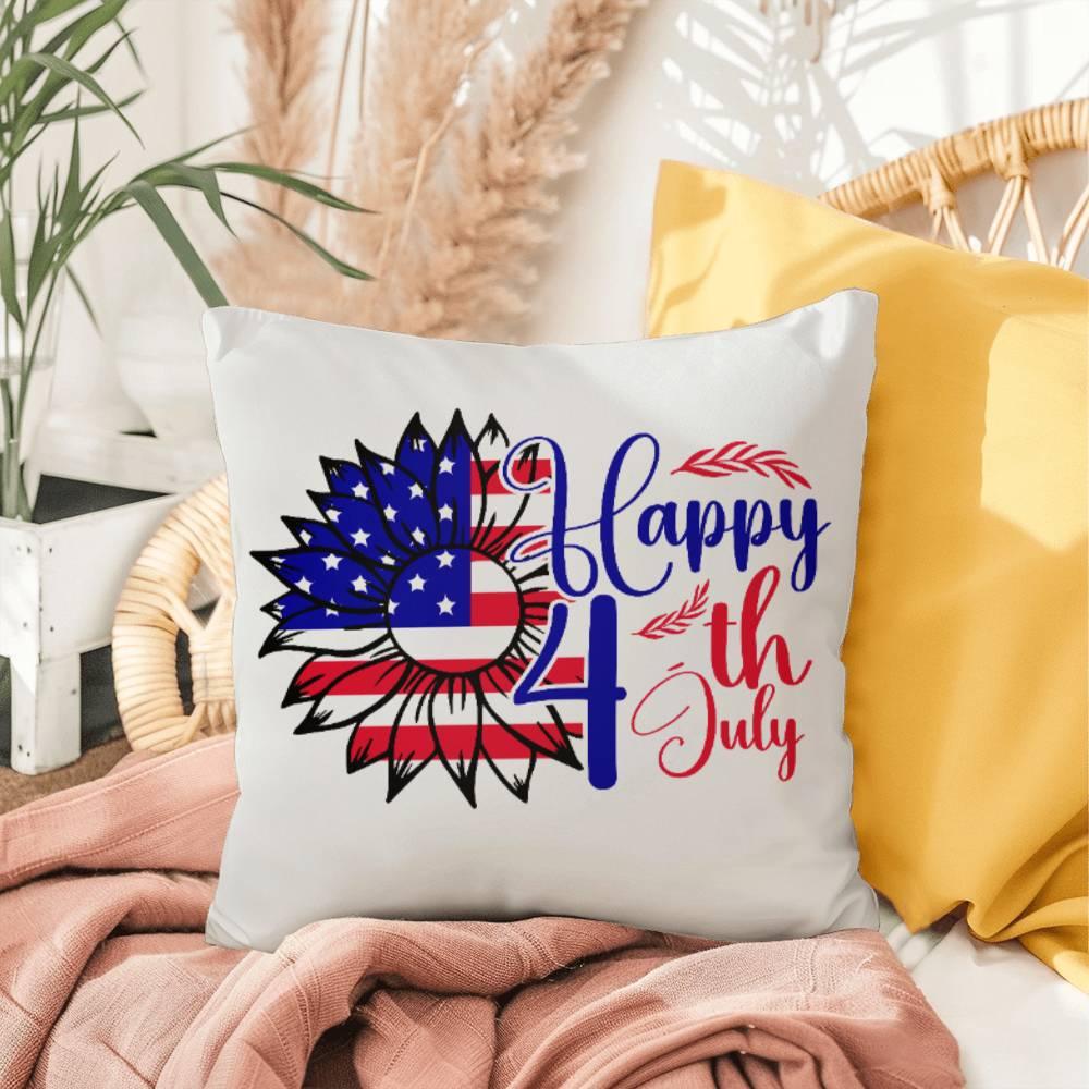 Happy 4th of July Sunflower Patriotic Indoor-Outdoor Pillow - Mallard Moon Gift Shop