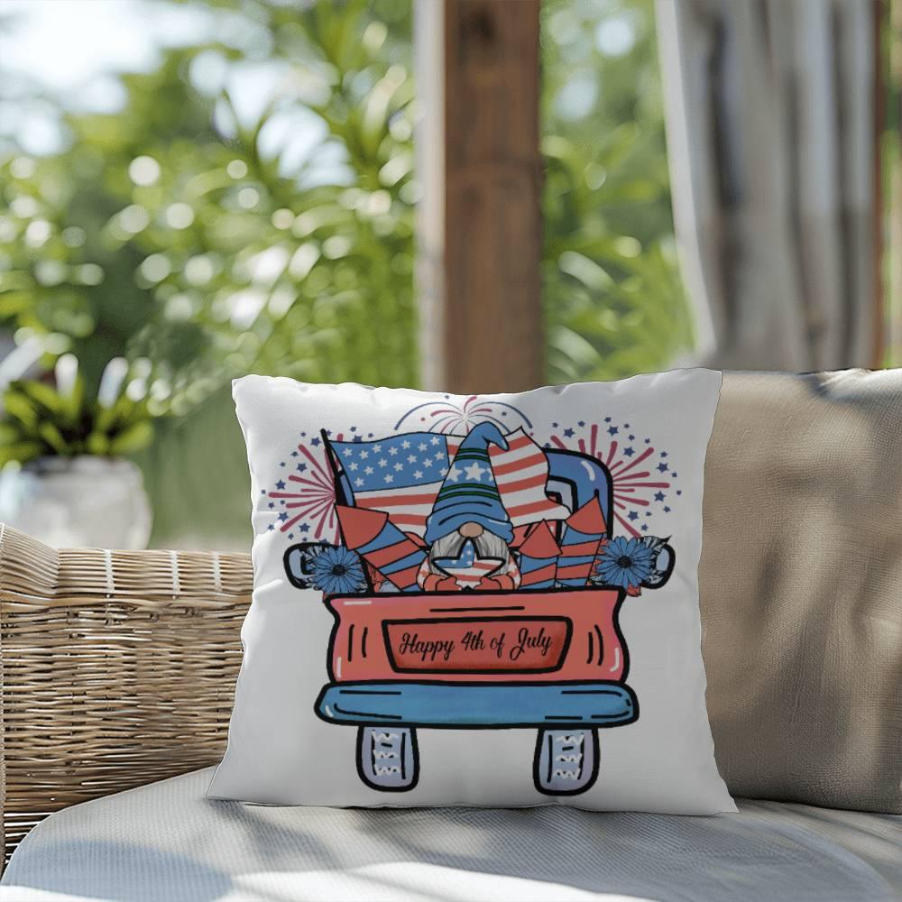Fourth of July Gnome Parade Patriotic Indoor-Outdoor Pillow - Mallard Moon Gift Shop