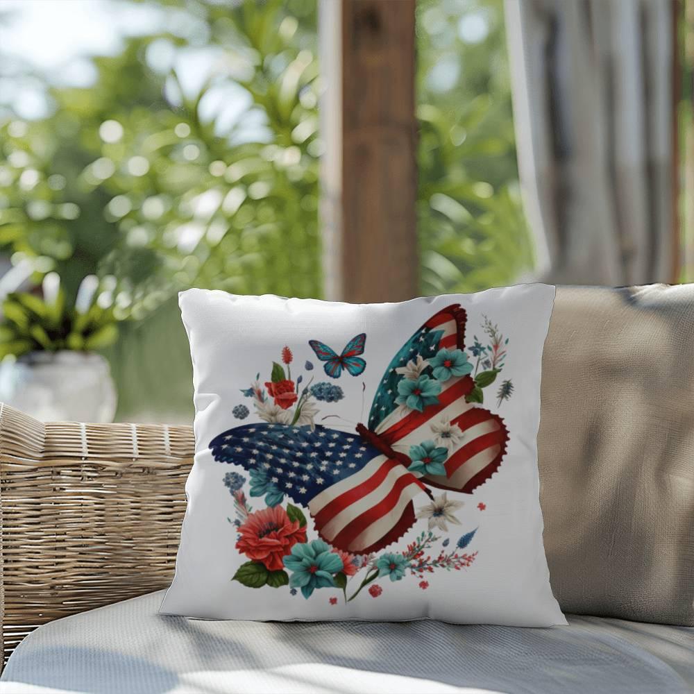 Patriotic Butterfly Comfy Indoor-Outdoor Pillow - Mallard Moon Gift Shop