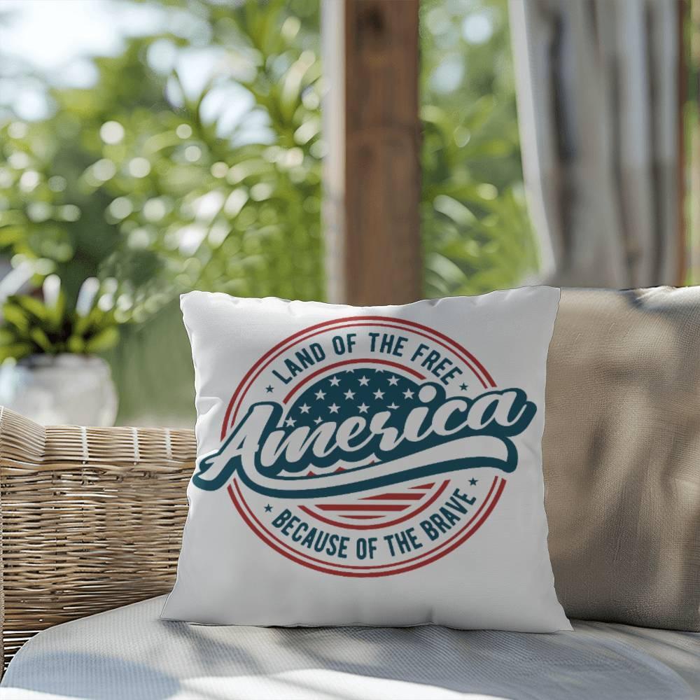 America Land of the Free Patriotic Indoor-Outdoor Pillow - Mallard Moon Gift Shop