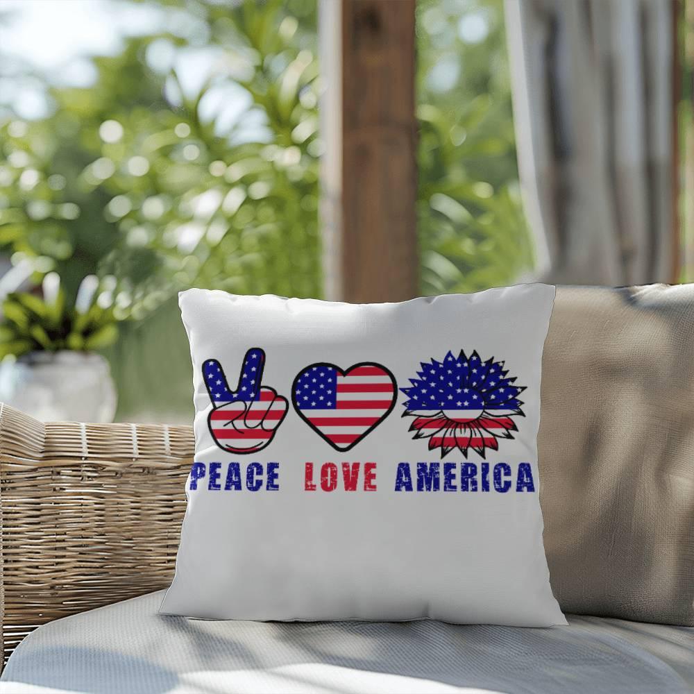 Peace Love America Patriotic Indoor-Outdoor Pillow - Mallard Moon Gift Shop