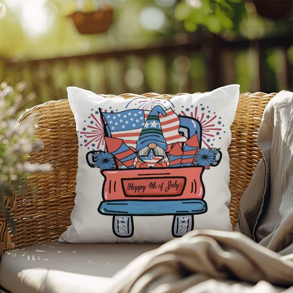 Fourth of July Gnome Parade Patriotic Indoor-Outdoor Pillow - Mallard Moon Gift Shop