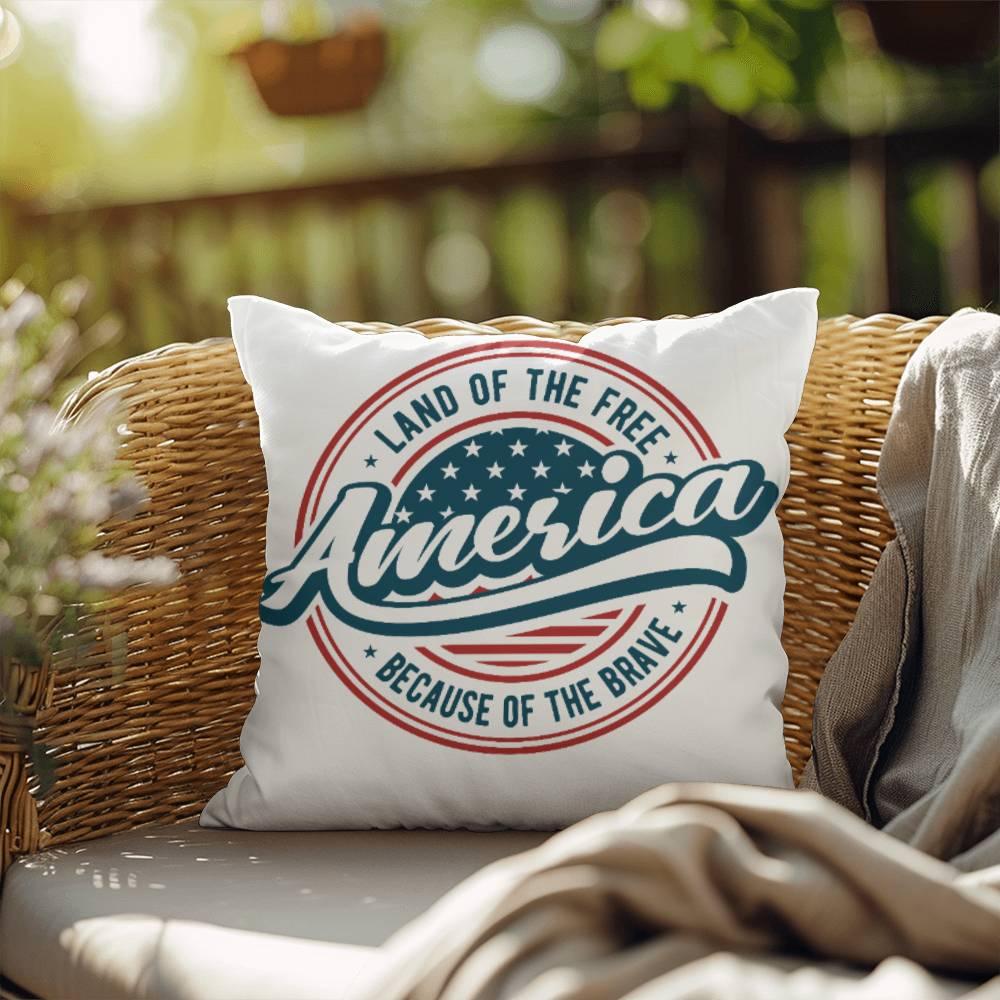 America Land of the Free Patriotic Indoor-Outdoor Pillow - Mallard Moon Gift Shop