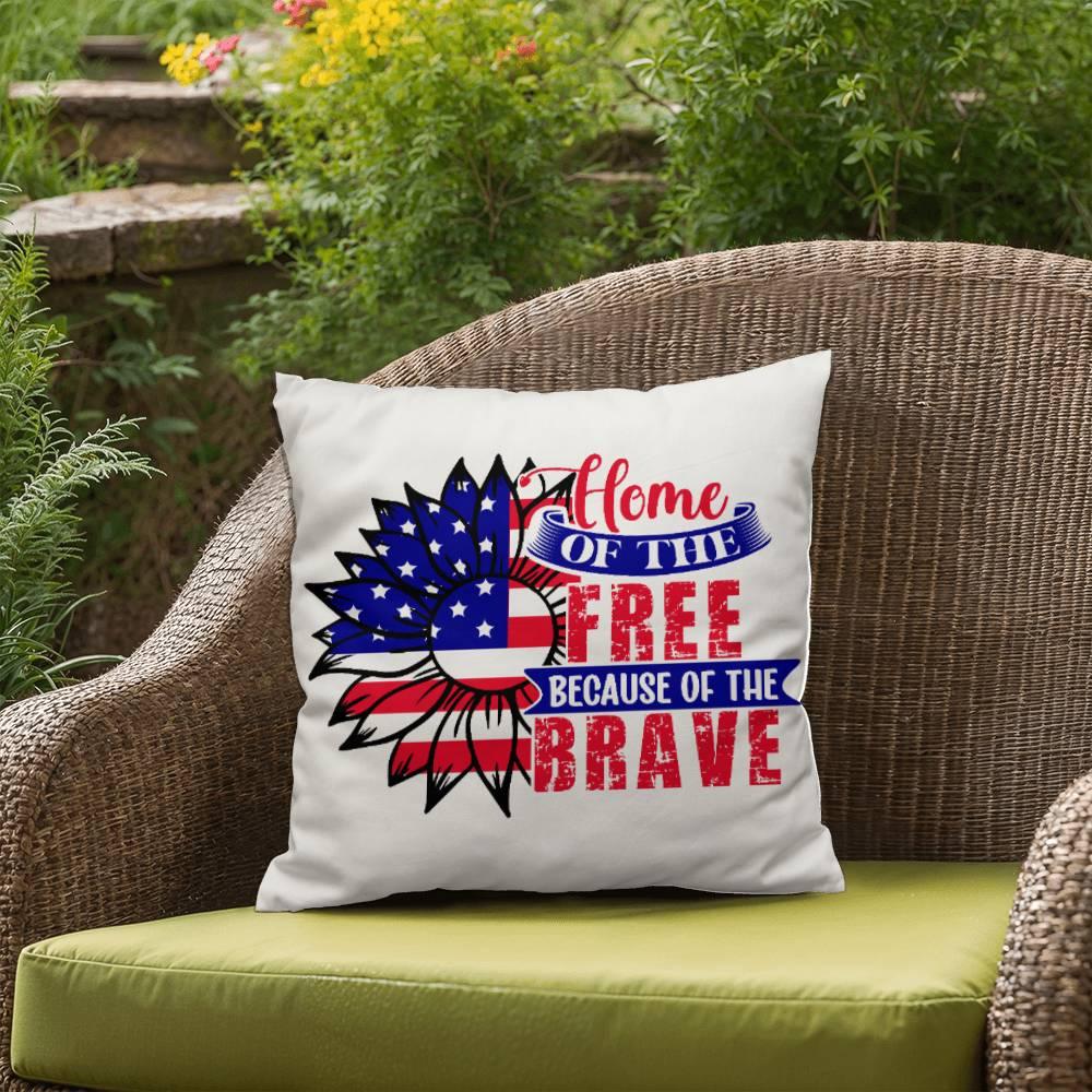 Home of the Free Because of the Brave Patriotic Indoor-Outdoor Pillow - Mallard Moon Gift Shop