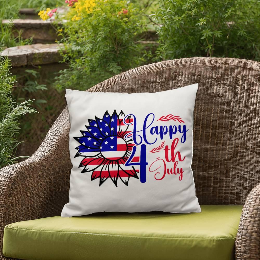 Happy 4th of July Sunflower Patriotic Indoor-Outdoor Pillow - Mallard Moon Gift Shop