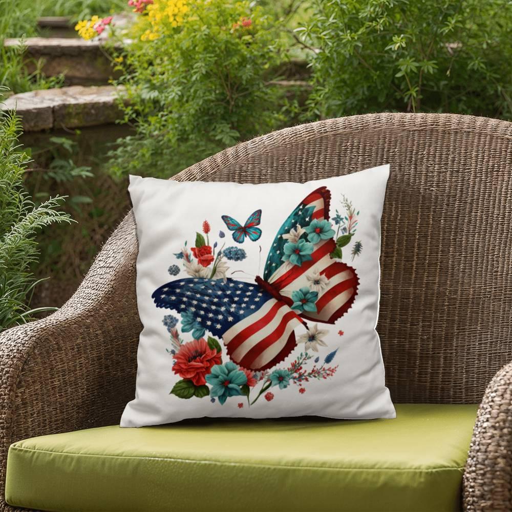 Patriotic Butterfly Comfy Indoor-Outdoor Pillow - Mallard Moon Gift Shop