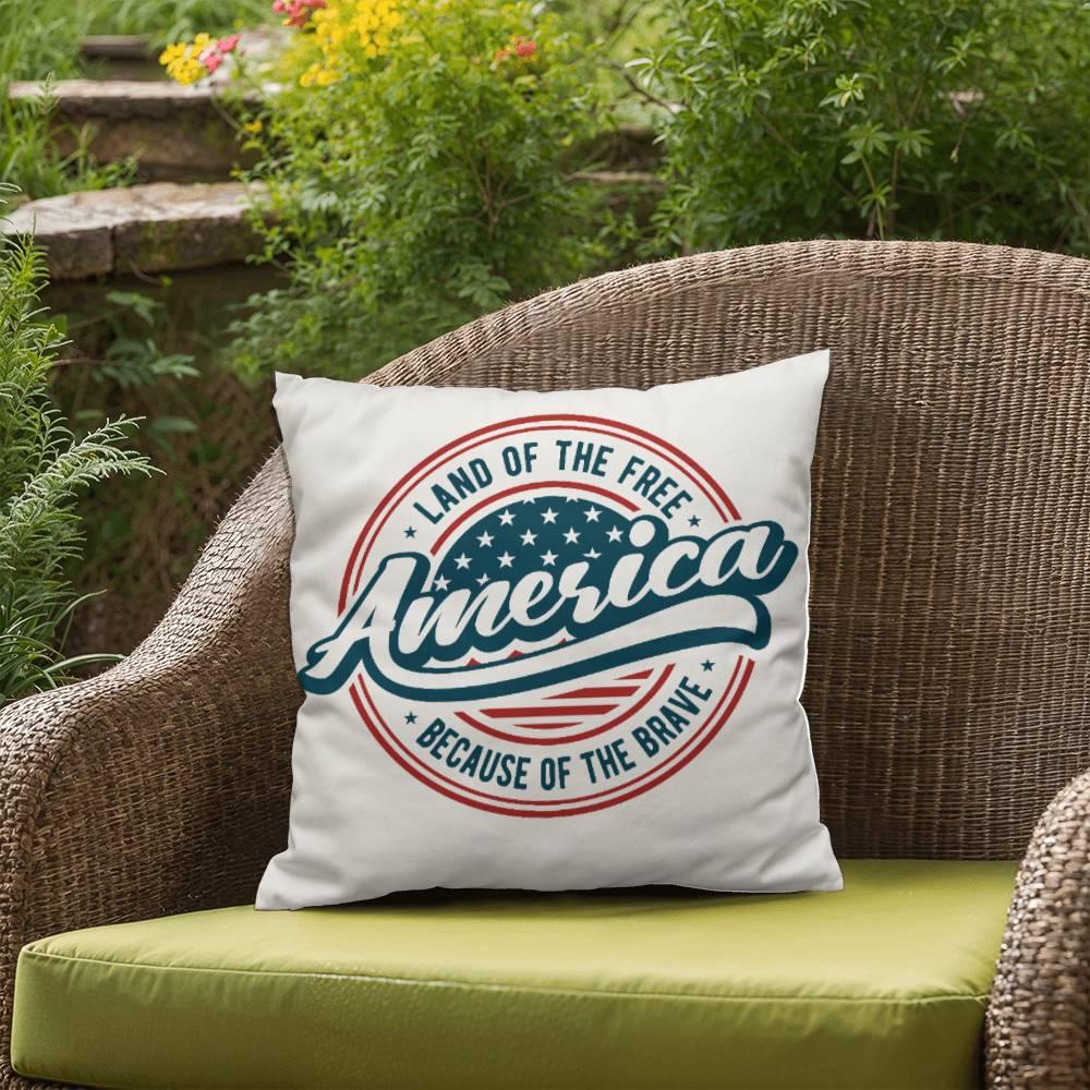 America Land of the Free Patriotic Indoor-Outdoor Pillow - Mallard Moon Gift Shop