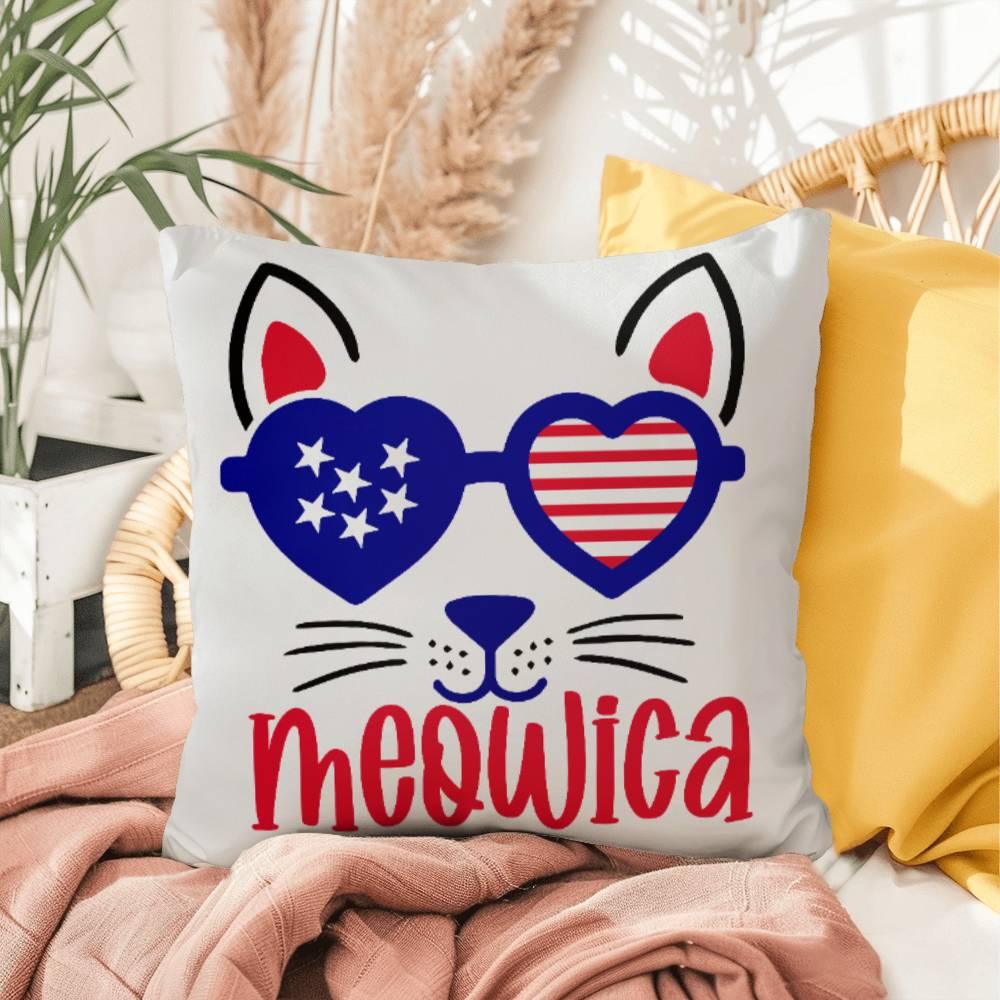 Meowica Patriotic Cat Comfy Indoor-Outdoor Pillow - Mallard Moon Gift Shop
