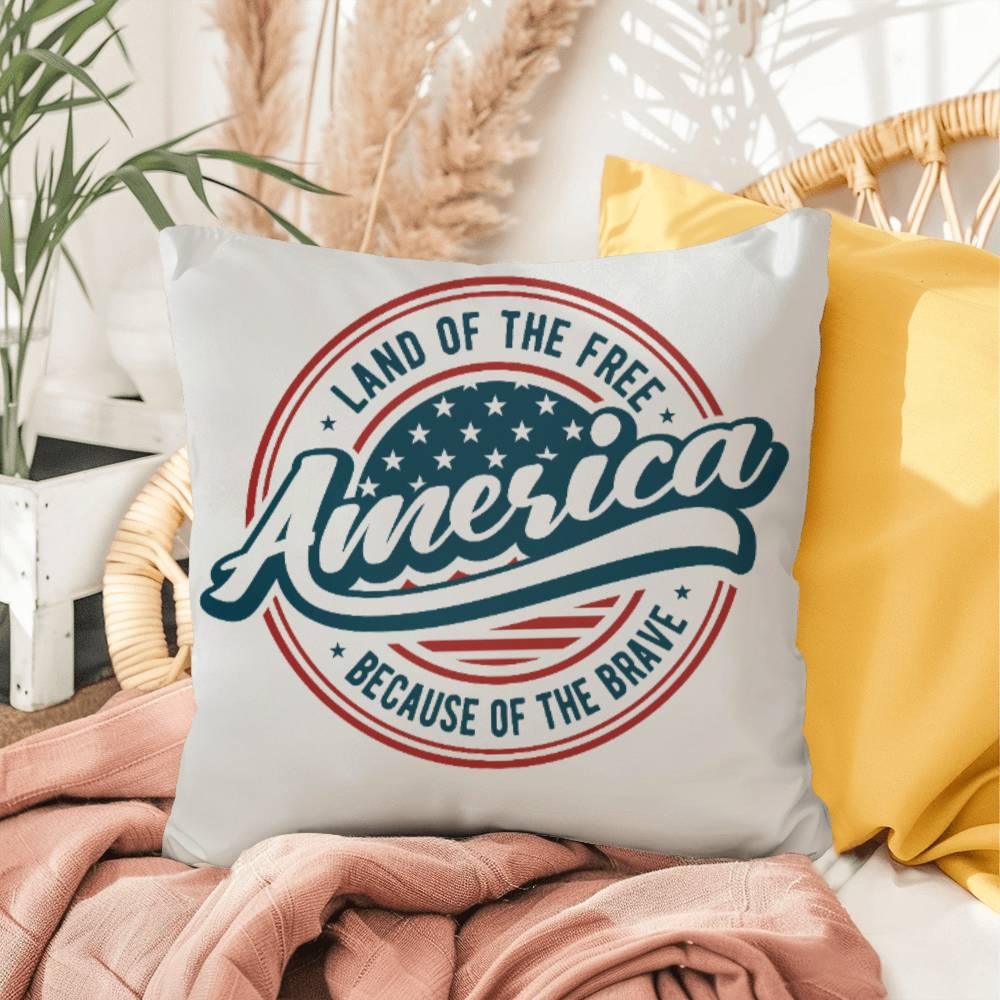 America Land of the Free Patriotic Indoor-Outdoor Pillow - Mallard Moon Gift Shop