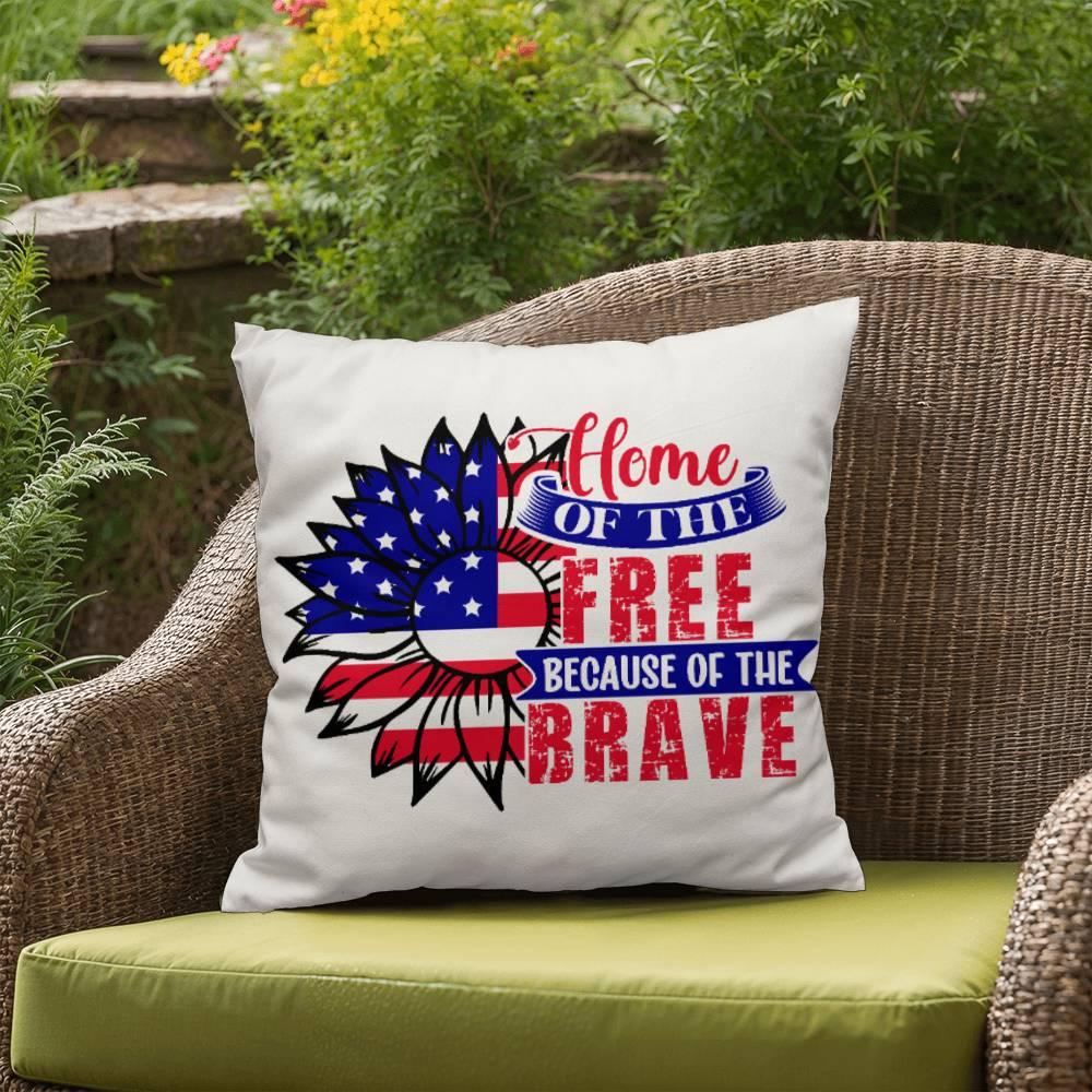 Home of the Free Because of the Brave Patriotic Indoor-Outdoor Pillow - Mallard Moon Gift Shop