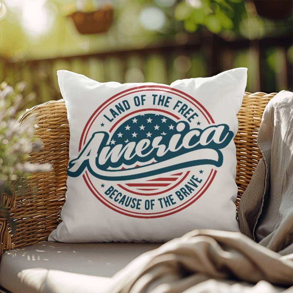 America Land of the Free Patriotic Indoor-Outdoor Pillow - Mallard Moon Gift Shop