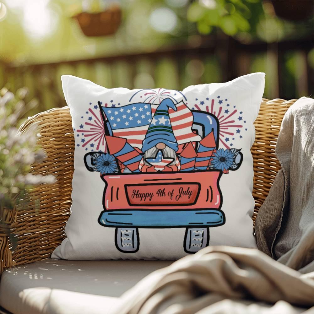 Fourth of July Gnome Parade Patriotic Indoor-Outdoor Pillow - Mallard Moon Gift Shop