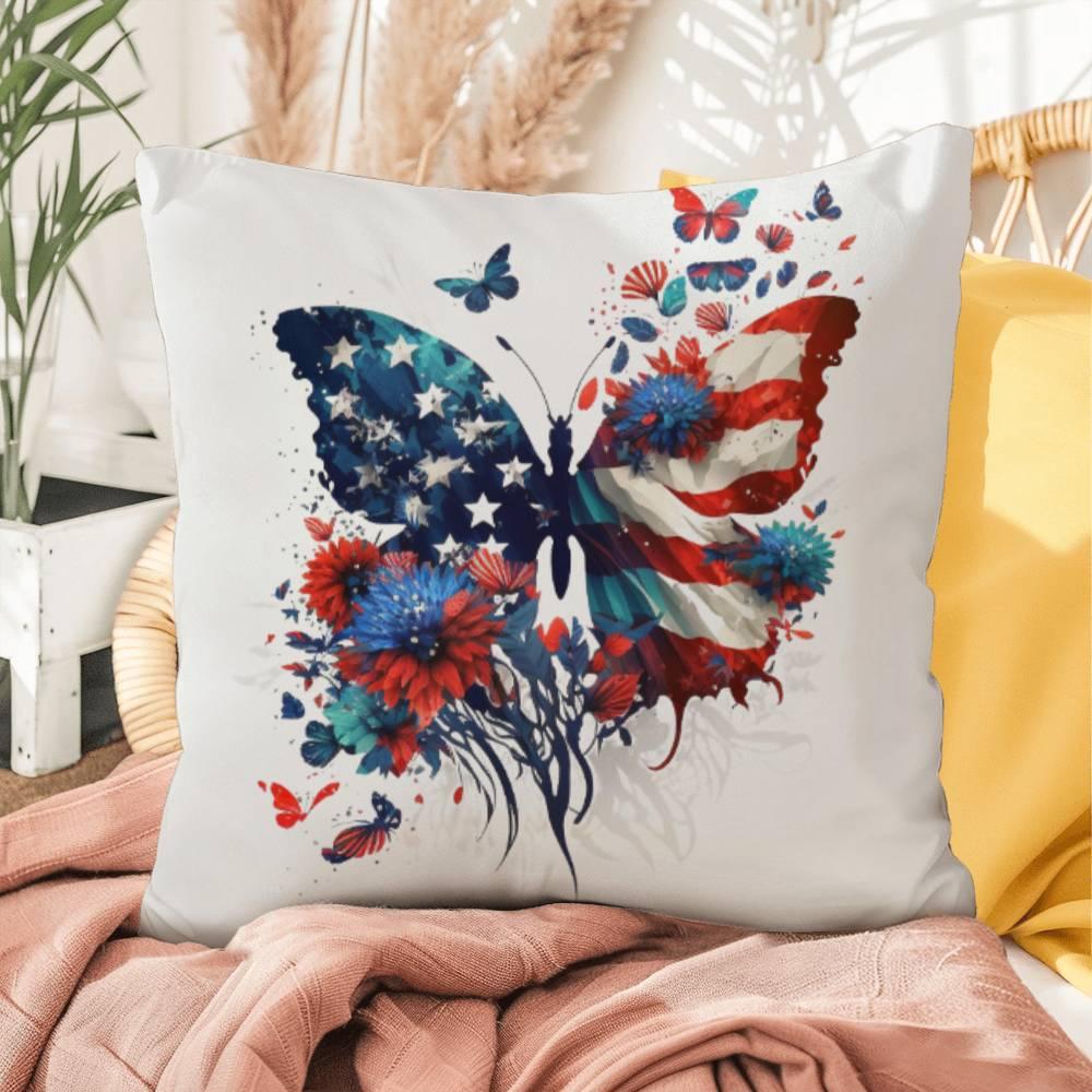 Patriotic Butterfly Bouquet Comfy Indoor-Outdoor Pillow - Mallard Moon Gift Shop
