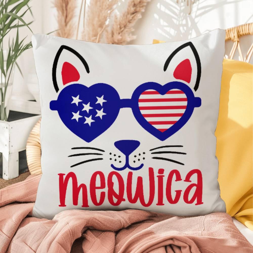 Meowica Patriotic Cat Comfy Indoor-Outdoor Pillow - Mallard Moon Gift Shop