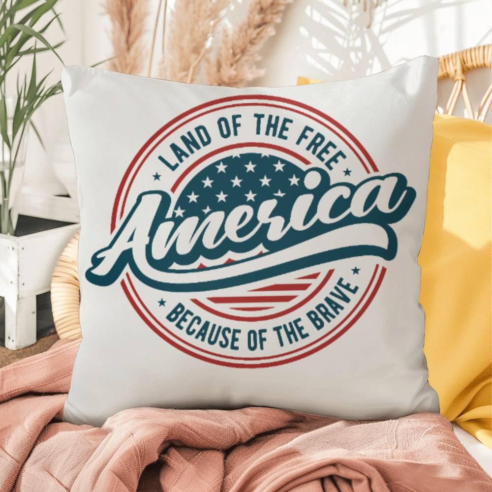 America Land of the Free Patriotic Indoor-Outdoor Pillow - Mallard Moon Gift Shop