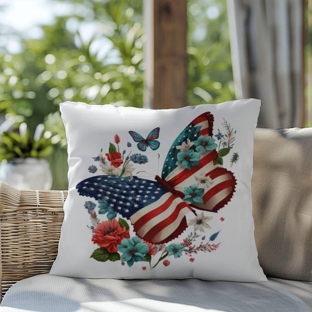 Patriotic Butterfly Comfy Indoor-Outdoor Pillow - Mallard Moon Gift Shop