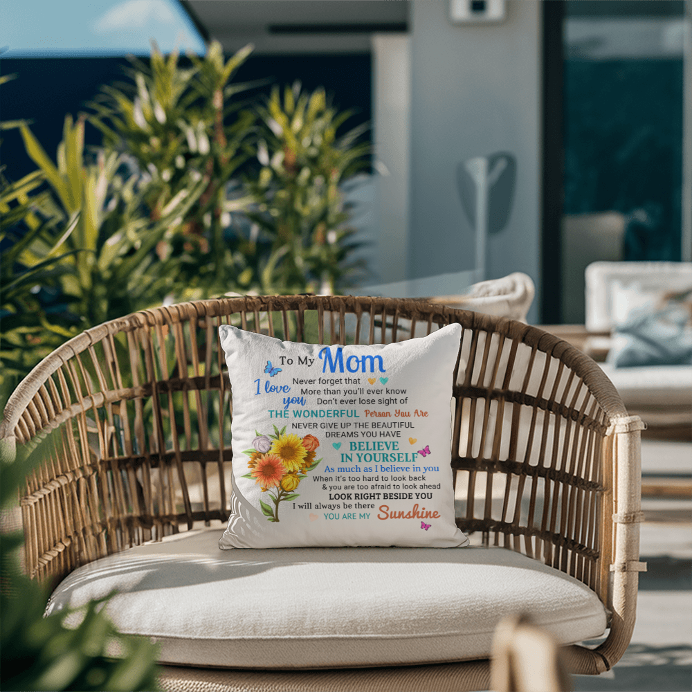 Mom, You Are My Sunshine - Inspirational Throw Pillow With Insert - Mallard Moon Gift Shop