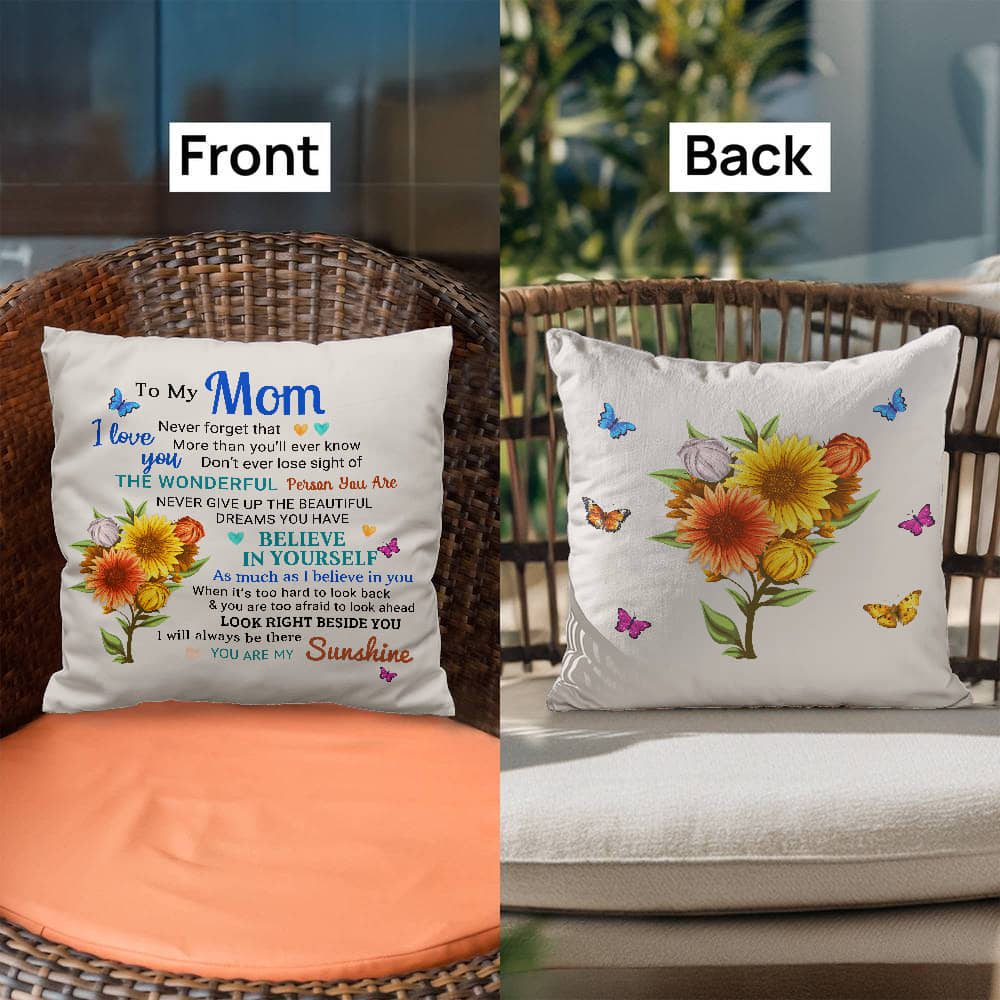 Mom, You Are My Sunshine - Inspirational Throw Pillow With Insert - Mallard Moon Gift Shop