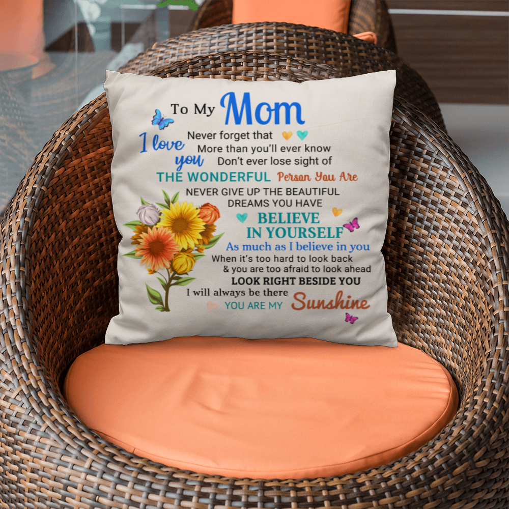 Mom, You Are My Sunshine - Inspirational Throw Pillow With Insert - Mallard Moon Gift Shop