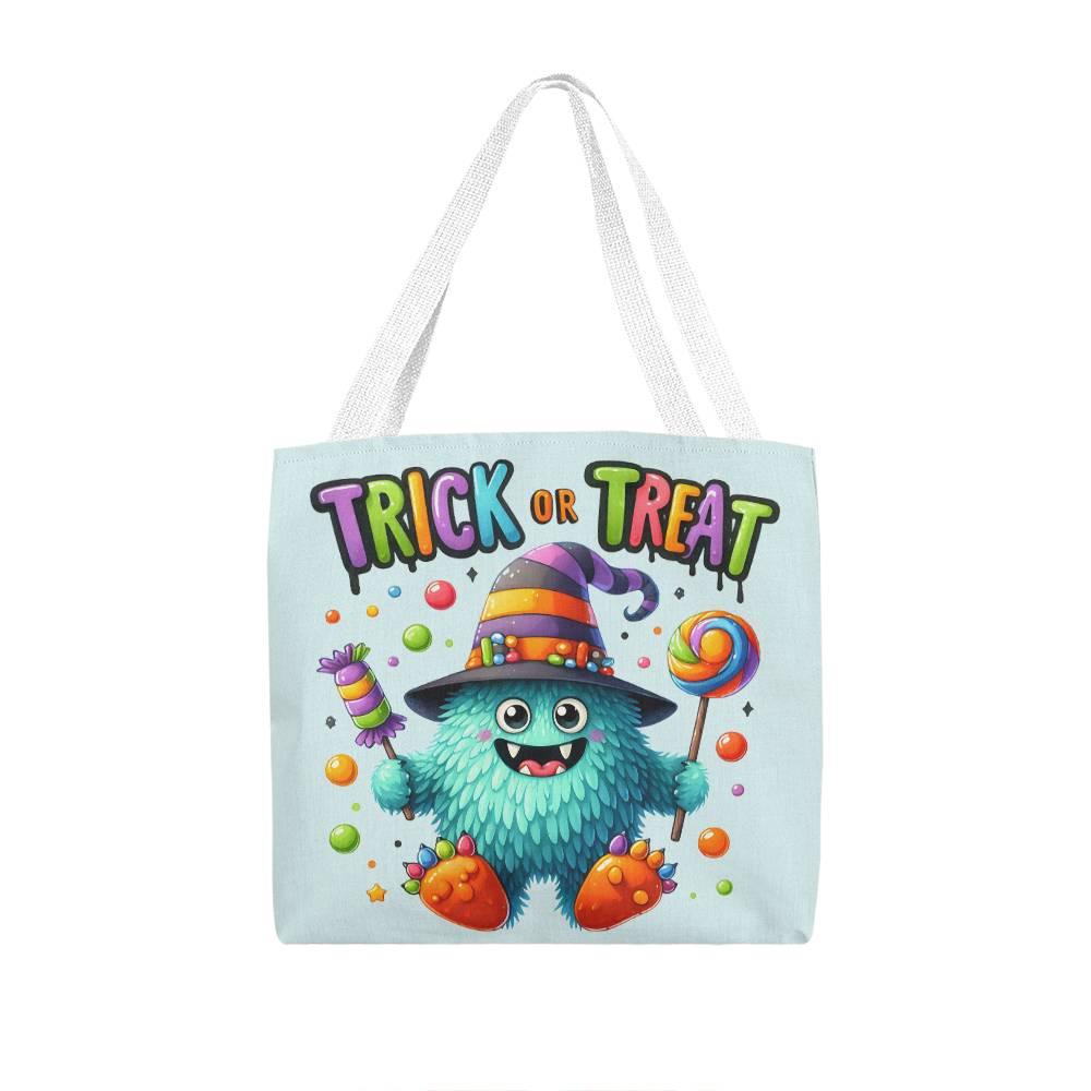Trick or Treat Candy Monster Halloween Tote Bag - Mallard Moon Gift Shop