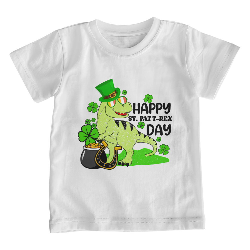 Kids St. Patrick's Day T-Shirt – Cute T-Rex Leprechaun Design – Boys & Girls Irish Holiday Shirt – Soft Cotton Crew Neck Tee - Mallard Moon Gift Shop