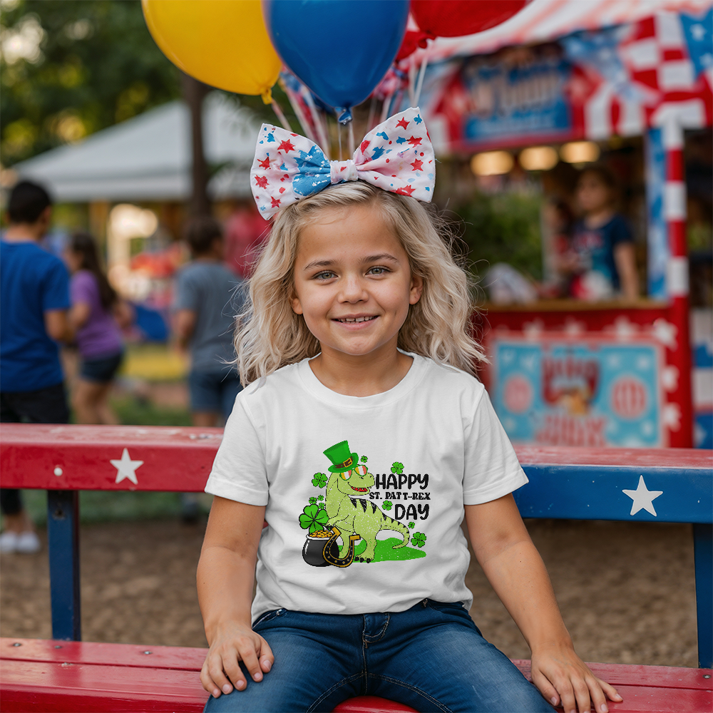 Kids St. Patrick's Day T-Shirt – Cute T-Rex Leprechaun Design – Boys & Girls Irish Holiday Shirt – Soft Cotton Crew Neck Tee - Mallard Moon Gift Shop