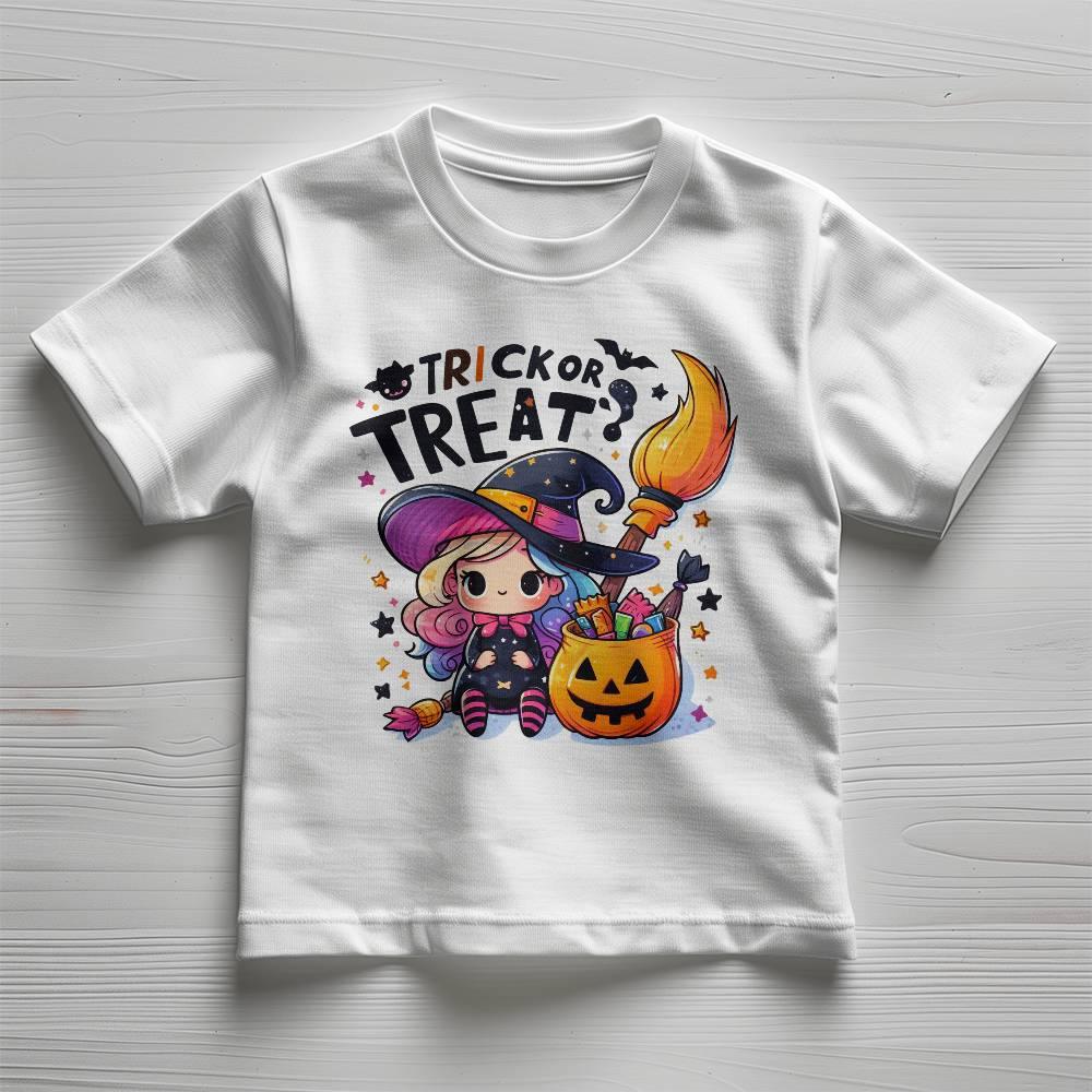 Cute Little Witch Trick or Treat Toddler Jersey Tee Shirt - Mallard Moon Gift Shop