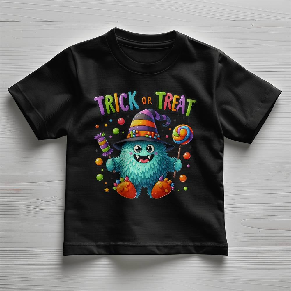 Cute Halloween Candy Monster Trick or Treat Toddler Jersey Tee Shirt - Mallard Moon Gift Shop