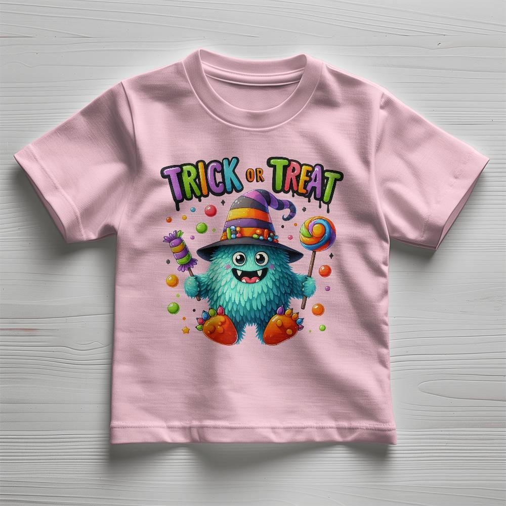 Cute Halloween Candy Monster Trick or Treat Toddler Jersey Tee Shirt - Mallard Moon Gift Shop